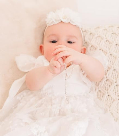 Precious Pieces Baby First Rosary .925 Silver or 14K Gold-Plated - color: White-SILVER