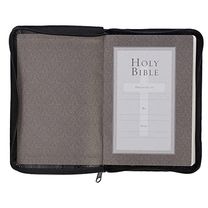 KJV Holy Bible, Compact Faux Leather Red Letter Edition - Ribbon Marker, King James Version, Black Faux Leather, Zipper Closure (KJV Compact Editions)