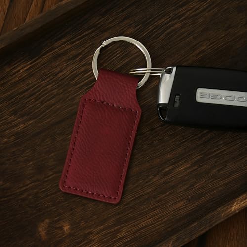 LaserGram Rectangle Keychain, Bible Verse John 3-16, Personalized Engraving Included - color: Burgundy