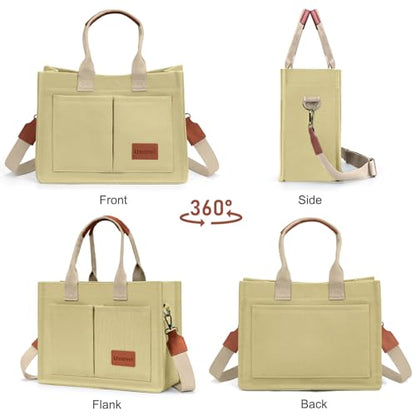 LHMTQVK Canvas Tote Bag for Women, Work & Bible Study Handbag - color: Khaki