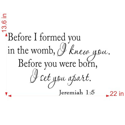 Before I Formed You in the Womb I Knew You Jeremiah 1:5 Wall Decal