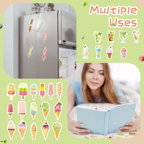 Nezyo 24 Pcs Magnetic Bookmarks Foldable Page Markers Students,Ice Sucker - style: Ice sucker
