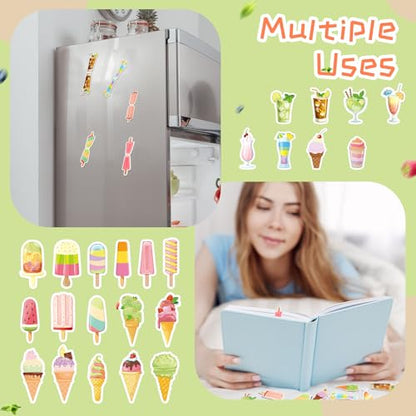 Nezyo 24 Pcs Magnetic Bookmarks Foldable Page Markers Students,Ice Sucker - style: Ice sucker