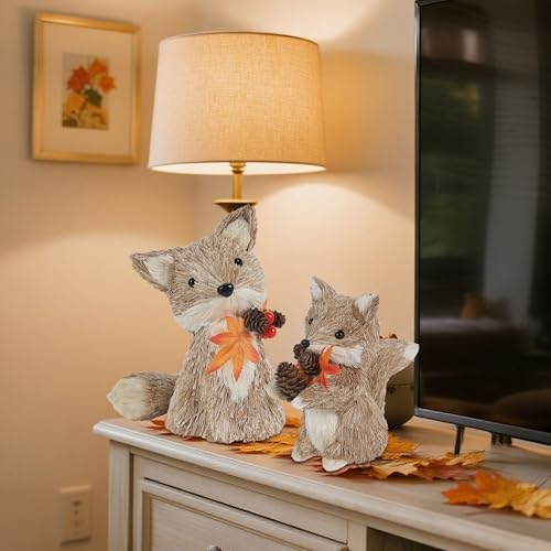 winemana Fall Decor Set of 2 Sisal Fox, Thanksgiving Decorations for Home - style: style 1