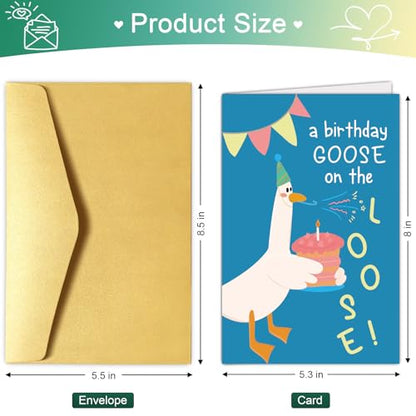 Chenive Funny Silly Goose Birthday Card for Men Women, Cute Birthday Card for Friends Family Kids and Goose Lover, Hilarious Bday Gifts for Daughter Son Sister Brother - color: Silly Goose Birthday