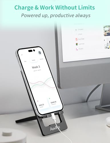 Aoviho Foldable Cell Phone Stand for Desk, Portable Phone Holder,Black - color: Black