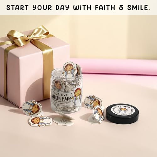 Positive Virgin Mary Jar, Mothers Day Gift For Mom, Christian Gifts For Women, Daily Encouragement Scripture Cards, Cute Faith-Based For Mom Daughter - style: Positive Virgin Mary