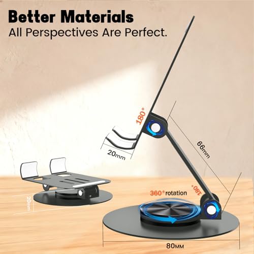 Metal Cell Phone Stand for Desk, Multi-Angel Adjustable 360° Rotation Desktop Phone Holder and Foldable Mobile Phone Stand, Compatible with All Smartphones, Gray - color: Gray