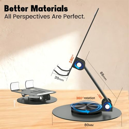 Metal Cell Phone Stand for Desk, Multi-Angel Adjustable 360° Rotation Desktop Phone Holder and Foldable Mobile Phone Stand, Compatible with All Smartphones, Gray - color: Gray