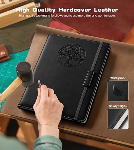 Biuwory Leather Journal Notebook, 256 Thick Lined Pages, Hardcover 8.6"×11" - color: Black, size: Lined-256 Pages (8.6"×11")