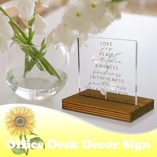 Galatians 5:22-23 Fruit of the Spirit Sign, Bible Verse Scripture, Christian Acrylic Desk Decor With Wood Stand - FSA052 - style: Galatians 5:22-23