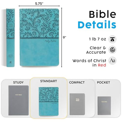 Personalized KJV Bible, Custom Name, School Name, Class of 2026 Design, King James Version, Red Letter, Deluxe Gift Edition, High School or Collage Graduate, Graduation Gift, Turquoise - color: Kjv Turquoise Deluxe, size: King James Version