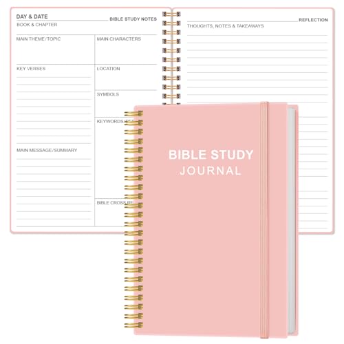 Heveboik Bible Study Journal – Church Notes Notebooks – Note Taking & Journaling Kit, 5.8" x 8.5", Pink - color: Pink
