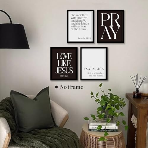 WEFKODO Black and White Christian Bible Verse Wall Art Pray Posters Prints - color: pray