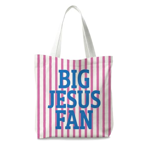 Bible Tote Bags Cute Christian Preppy Canvas Tote Bag Christian Gifts for Women Reusable Shopping Bags(Parent) - color: Big Jesus Fan