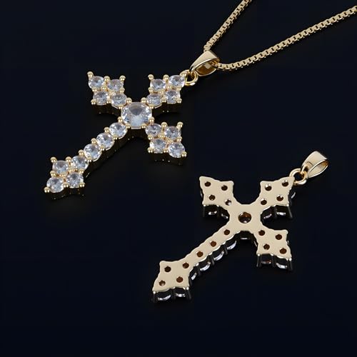 Cavalcade Zirconia Cross Pendant for Car Rear View Mirror Decor Auto Faith Amulet Sparkly Religious Christian Medal Ornament
