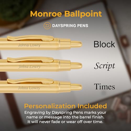 Dayspring Pens Monroe Personalized Ballpoint Pen in 18K Gold-Plated Finish - color: Gold, style: Customized