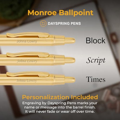 Dayspring Pens Monroe Personalized Ballpoint Pen in 18K Gold-Plated Finish - color: Gold, style: Customized