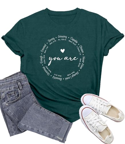 Christian Shirts for Women Jesus Faith Shirt You are Inspiration Tee - color: Green, size: XX-Large