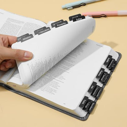 Mr. Pen- Laminated Bible Tabs, 75 pcs, Easy-to-Read & Apply - color: Black