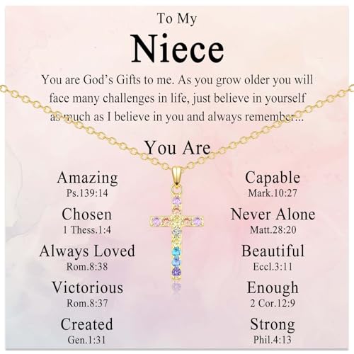 Gold Cross Necklace for Little Girl Daughter Granddaughter Niece Sister - color: To My Niece