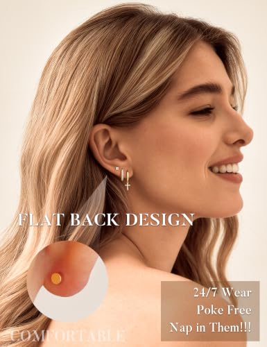 Turandoss Gold Earrings Stack for Women Teen Girls, 14K Gold Plated - color: Cross Earring（Gold）