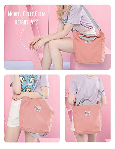Lily queen Women Canvas Tote Handbags Casual Shoulder Work Bag Crossbody - color: Almond Pink