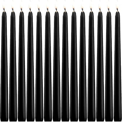 14 Unscented Black Taper Candle,10 inch Tall and 3/4 inch Thick,7.5 hrs Clean Burning,Dripless Candles for Weddings, Prayers, Festivals, Churches - color: 10"14pcs-Black
