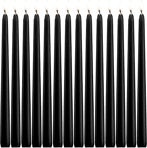 14 Unscented Black Taper Candle,10 inch Tall and 3/4 inch Thick,7.5 hrs Clean Burning,Dripless Candles for Weddings, Prayers, Festivals, Churches - color: 10"14pcs-Black