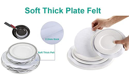 YYCRAFT 60 Felt Plate China Storage Dividers Protectors White Thick Premium Soft Round Felt Circles (5 Inch,White) - size: 5 Inch