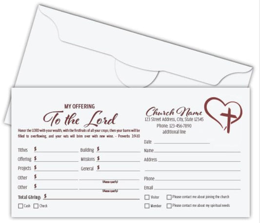 Custom Church Tithing Offering Envelopes, Full Color Printing on the Front, 3 1/8" x 6 1/4", 24lb White Wove Paper, 500 per box, Printed in the USA