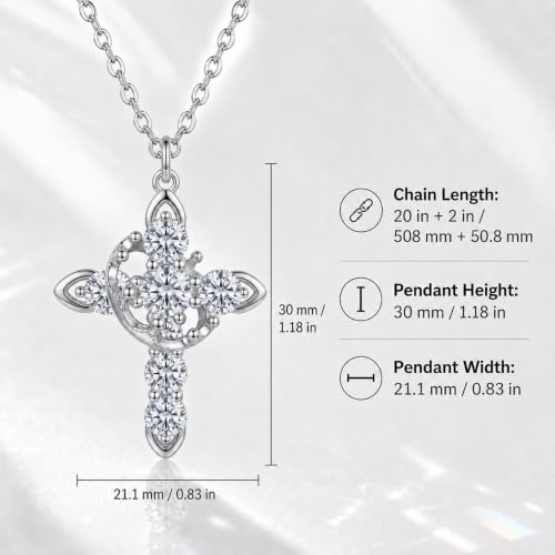 Cross Necklace 18k Gold Plated Christian Faith Jewelry Gift for Women - color: Crown-Silver