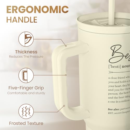 Best Friend Tumbler with Handle 40oz, Bestie Cups for Women Stainless Steel Coffee Travel Tumblers with Straw, Bestie Gifts for Female Friends BFF, Friendship Gift for Birthday Christmas Valentines - color: Best Friend
