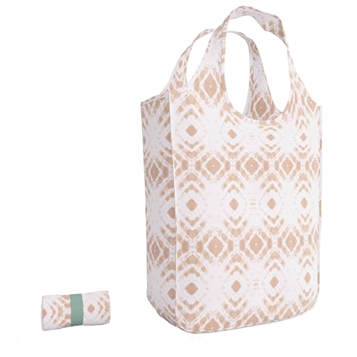 Pure Sage Reusable Grocery Bag - Stylish Shopping Bags for Groceries - Foldable Tote Bag - color: Natural Spirit