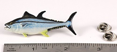 Bluefin Tuna Fish Pin, Pewter, Lapel, Hat, Pins, Brooch, Brooches, Jewelry, Gift, Handmade in the USA, 200 Fish Designs Available. S009Z - color: Hand Painted