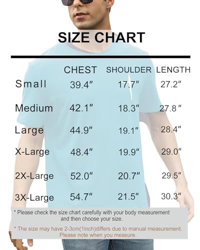 Mens Short Sleeve Cotton T-Shirts Crew Neck Jesus Cross Printed Shirts Faith Christ Shirts - color: Sky Blue, size: Medium