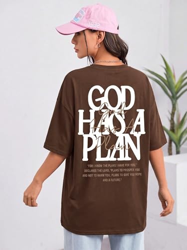 Christian Shirts for Women God is Good Shirt Oversized Jesus Faith Tshirt - color: B-brown, size: Medium