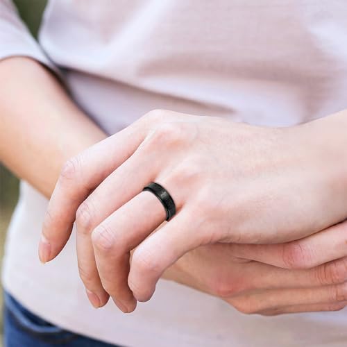 Uloveido Lord's Religious Prayer Cross Spinner Ring for Men Engraved with Bible Verse Our Father Deliver Us From The Evil - 8mm Wide Black Titanium Steel Anxiety Fidget Band Praying Rings for Christian YA4879