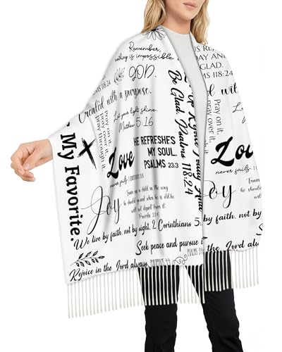 Prayer Shawls for Women Inspirational Scripture Scarf Wrap - color: White