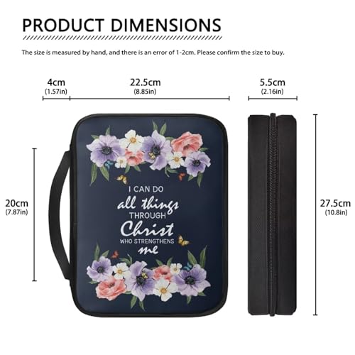 Gifts Polyester Bible Cover With Sturdy And Great Product And Pen Storage For Men And Women - color: Bible Quote Flower
