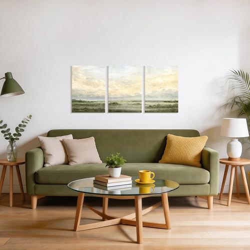 WENGTIAO 3Pcs Abstract Landscape Sage Green Canvas Wall Art Prints 12"x16" - color: Sage Green Landscape, size: 12"x16"x3Pcs