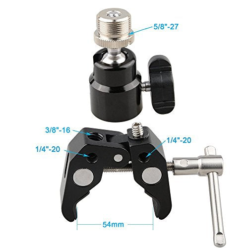 CAMVATE Crab Clamp Articulated 1/4 Mini Ball Head for Microphones - 1465 - size: Mini