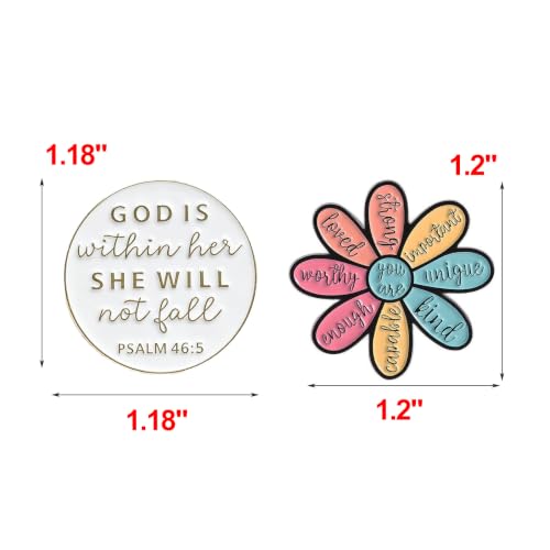2pcs Inspiration Enamel Pins Christian Badge Flower Brooch Gift for Women