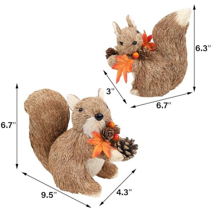 winemana Set of 2 Fall Decorations for Home Squirrels Table Decor - style: style 3