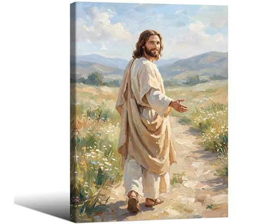 CXKAWM Jesus Walking Path Wall Art – Follow Christ Wall Decor, 16X24 in - color: Follow Jesus, size: 16x24in
