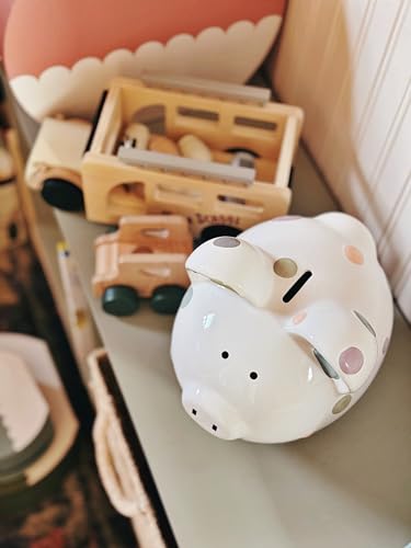 Child to Cherish Ceramic Piggy Bank for Girls, Pastel Multi Dot - color: Pastel Multi Dot