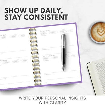 Bible Study Journal – A Year of Reflection, Renewal & Spiritual Growth | 365-Day Guided Scripture Study, Prayer Tracker & Weekly Reflection Prompts | A5 Spiral, Minimalist & Elegant Design - color: Light Purple