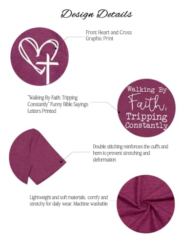 Christian Shirts for Women Religious Tshirt Bible Verse Tee Tops - color: 02-purple, size: Small