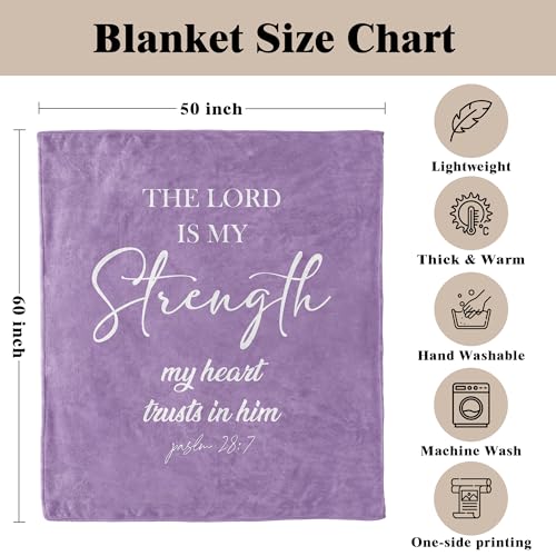 Christian Blanket, Religious Bible Verse Flannel Throw Blanket, Christian Blankets for Women Faith, Inspirational Purple Blankets for Bedroom Living Room Couch Sofa, 50x60 Inches - color: Purple