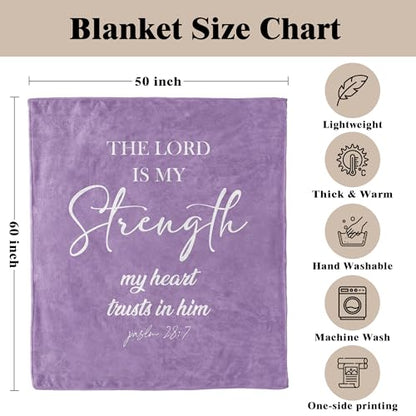 Christian Blanket, Religious Bible Verse Flannel Throw Blanket, Christian Blankets for Women Faith, Inspirational Purple Blankets for Bedroom Living Room Couch Sofa, 50x60 Inches - color: Purple